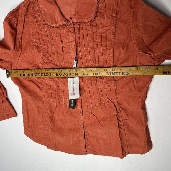 Coupé Corduroy Shirt Long Sleeve Button Up Burnt Orange Size XL Womens 90s Y2K - Picture 8 of 11